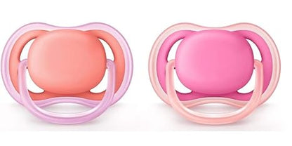 Ultra Air Pacifier 0-6m, pink/peach, 2 pack