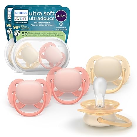 Ultra Soft Pacifier 6-18m, misty dawn / silk beige, 2 pack