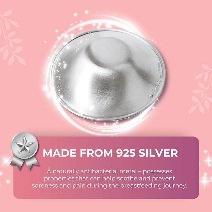 SILVERETTE® The Original Silver Nursing Cups, Pure 925 Silver