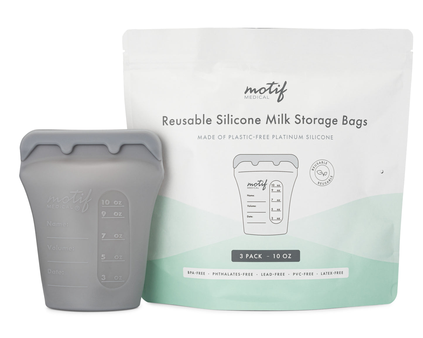 Motif Reusable Silicone Milk Storage bags 3 ct